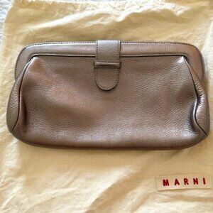 marni clutch purse silver